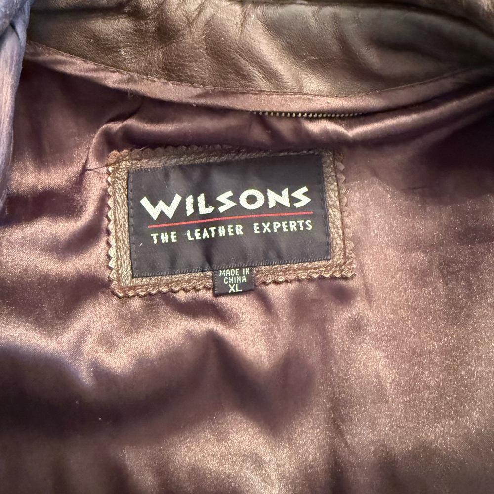 Wilsons Leather Brown Bomber Jacket XL Genuine Leather Classic - Picture 3 of 4